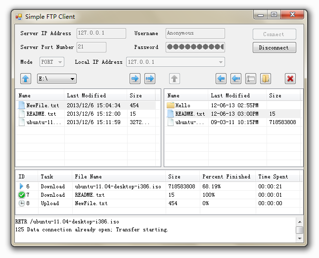 simple ftp server with a usb cable